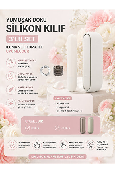 Zigver Iqos Iluma Modeli Için 3’lü Silikon Kılıf Seti White(TEREA ILE ÇALIŞAN...