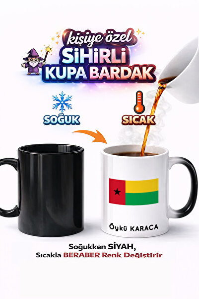 Kirbi Reklam كوب سحري من البورسلين مطبوع عليه علم غينيا بيساو هدية