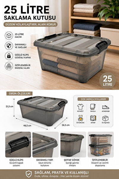 Melkan Home Çok Amaçlı Saklama Kutusu 25 Litre – Oyuncak Kutusu, Depolama ve ...