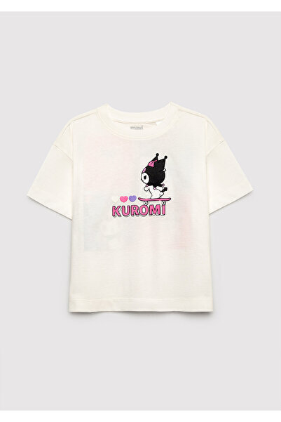 Mavi Kuromi Baskılı Ekru Tişört Loose Fit / Bol Rahat Kesim 7610456-70057