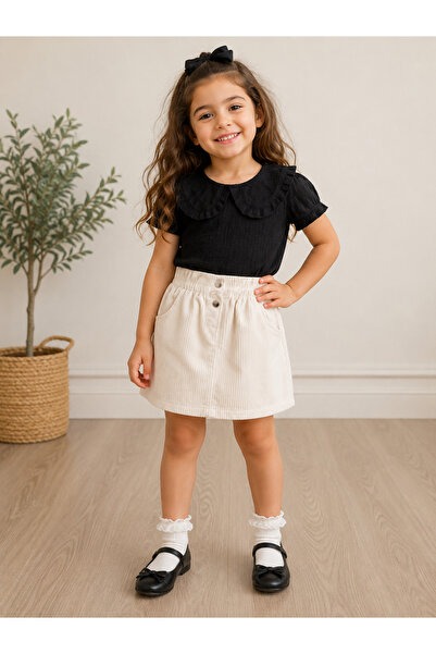 Fidekids Woven Linen Shirt Girl's Summer Suit Blouse Skirt Suit