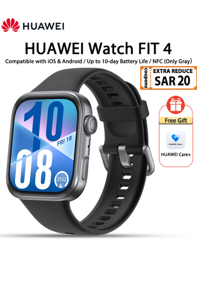 Huawei ساعة ذكية WATCH FIT 4، شاشة 1.82 بوصة، متتبع للياقة والصحة، مساعد للصح...