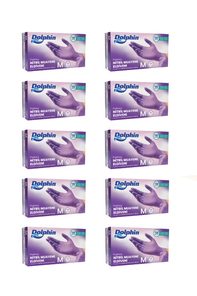 Dolphin Lila Nitril Muayene Eldiveni M Beden 100 Adet x 10 Paket - MDR