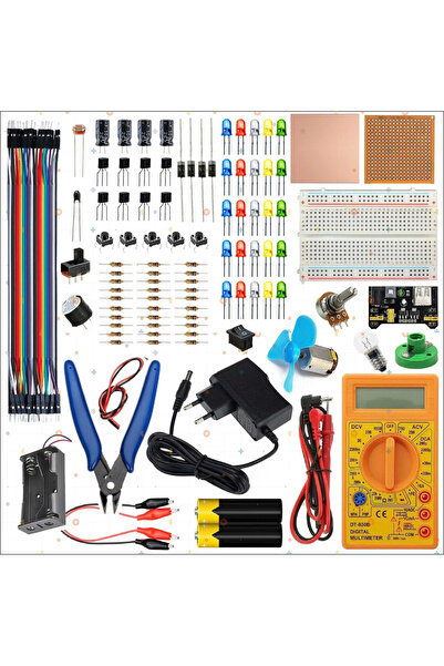 eğiteklab Breaboard Temel Elektrik ve Elektronik Eğitim Full Set DT830D Multi...