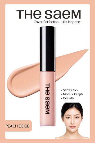 THE SAEM Uzun Süre Kalıcı Likit Kapatıcı Cover Perfection Tip Concealer - Pea...