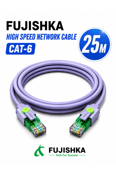 FUJISHKA كابل إيثرنت CAT6 عالي السرعة 25 متر - كابل LAN بموصل RJ45 للراوتر وا...