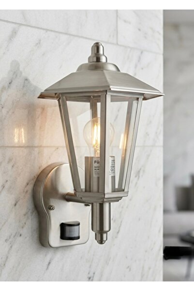 Fujika 232Lamp Hareket Sensörlü Paslanmaz Krom Metal Cam Kapı Girişi Lamba Du...