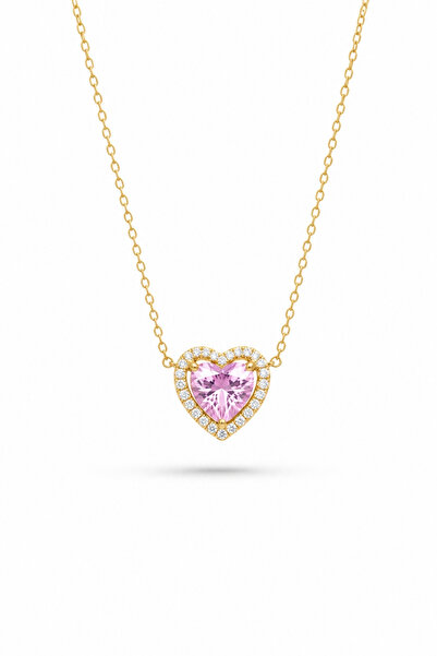 Lucente Jewellery Special Boxed Women's Necklace - Pink Stone Heart Lover Dia...