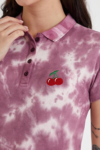 Polo State Tricou de damă, lavabil, cu imprimeu batik, mov
