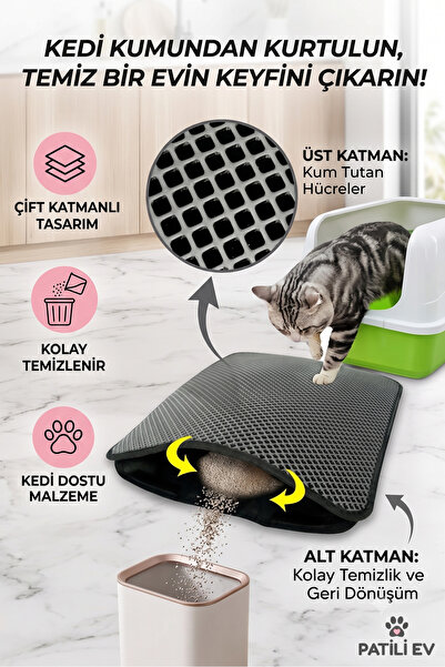 Harika bir ev Two-Layer Cat Litter Mat with Screen