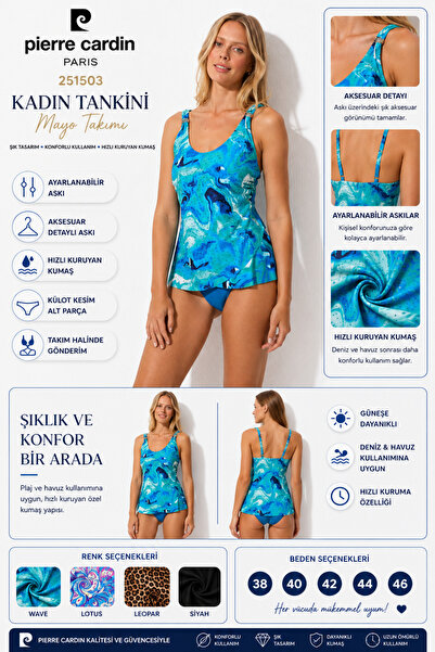 Pierre Cardin Costum Tankini cu gât rotund cu model cu detaliu de accesorii S...