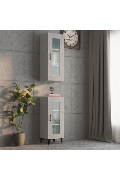 Concept Dulap de perete suspendat, gri beton, 34,5x34x90 cm