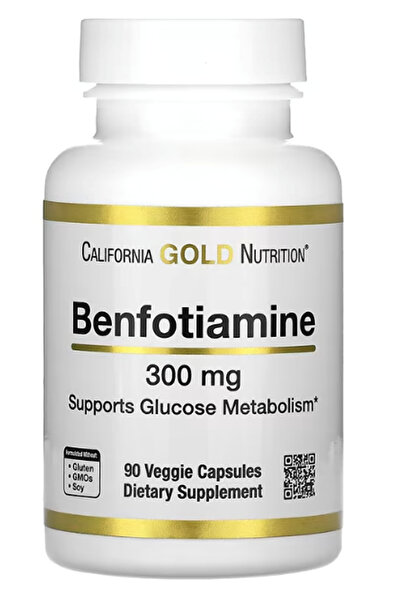 California Gold Nutrition , Benfotiamine, 300 mg, 90 Veggie Capsules.Abd Menş...
