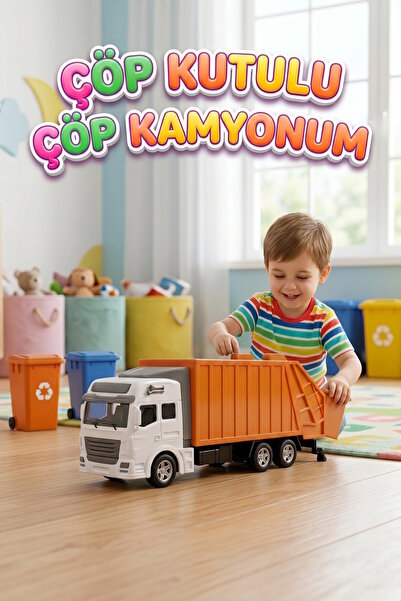 Tıfıl Toys 19 cm Çek-bıraklı Çöp Boşaltma Haznesi Açılan Çöp Kutulu Çöp Kamyo...