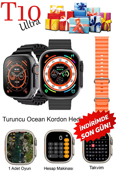 TECHNOMEN T10 Ultra Akıllı Saat Son Sürüm Kordon Kilitli Iosandroıd Uyumlu Ko...