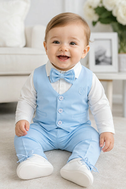 Calide Baby&Kids Erkek Bebek Papyon & Kravatlı Özel Gün Kıyafeti - 7'li Set M...