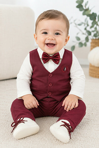 Calide Baby&Kids Erkek Bebek Papyon & Kravatlı Özel Gün Kıyafeti - 7'li Set M...