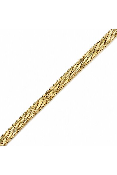 Zeino İtalyan Dokuma Hasır Bileklik - 14k Altın Kaplama - 19 cm