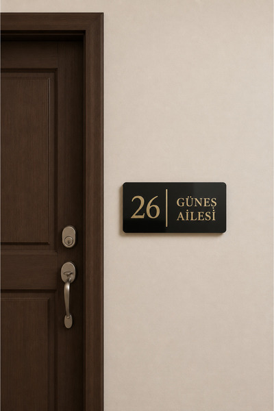 Kuzeylina Kişiye Özel Lüks Daire Kapı Numarası Ve İsimliği - Siyah Gold Pleks...