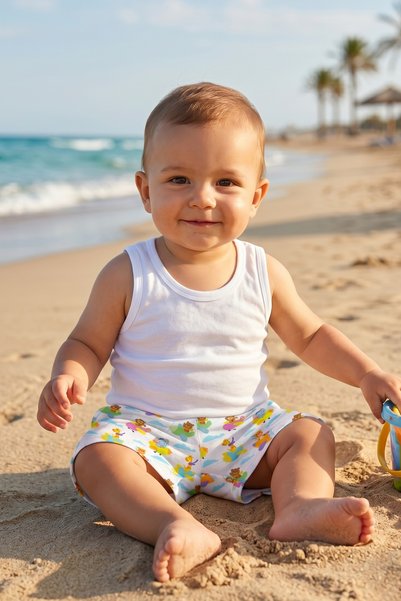 SeaPup Boys' Swimwear Baby Airplane Pattern Swim Shorts 6-24 Months