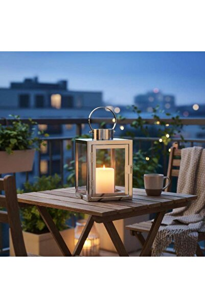 PAN HOME هيلاري فانوس معدني حديث 10x10x15.5 سم - فضي