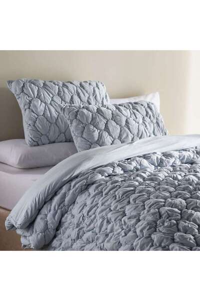 PAN HOME Ttc Ogee Cloud 3-piece Queen Comforter Set 200x240 Cm - Whisper Blue