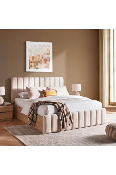 PAN HOME Wrenley Hydraulic King Bed 180x200cm - Natural