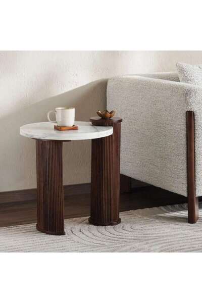 PAN HOME Amiham End Table Marble - White & Light Brown