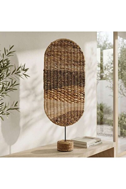 PAN HOME Kinshasa Rattan Abstarct Decor On Stand 31x11.5x77.5cm - Brown
