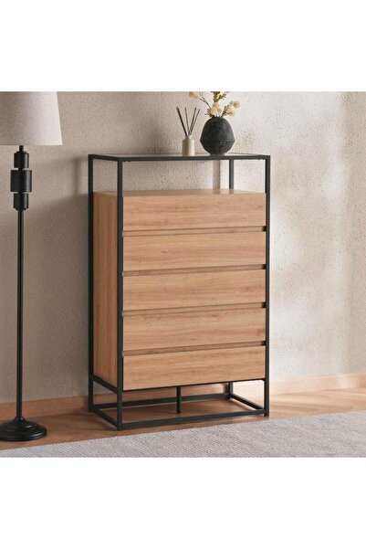 PAN HOME Walter V1 Chest Of 5 Drawer - Oak