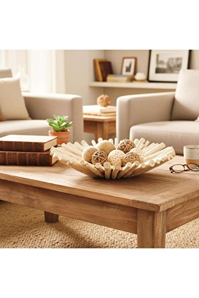 PAN HOME Drift Teak Wood Decor Platter 50x50x13cm - Natural