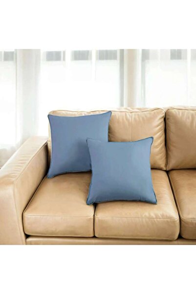 PAN HOME طقم وسائد محشوة من قطعتين من ألان مقاس 43x43 سم - أزرق ميتاليك