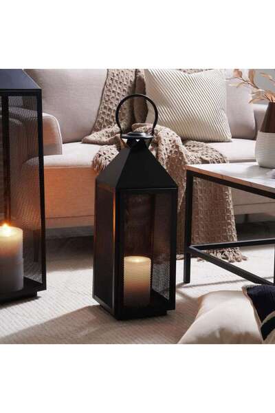 PAN HOME Zia Metal Lantern 21x20x60cm- Black