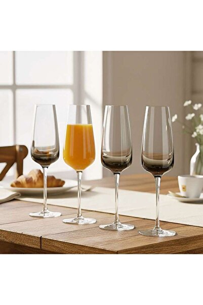 PAN HOME Lona 4-piece Flute Glass Set 225ml -black