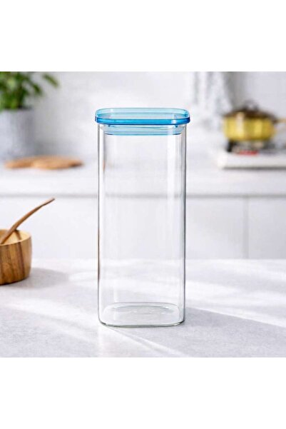 PAN HOME وعاء زجاجي مربع من مورين سعة 2 لتر - شفاف