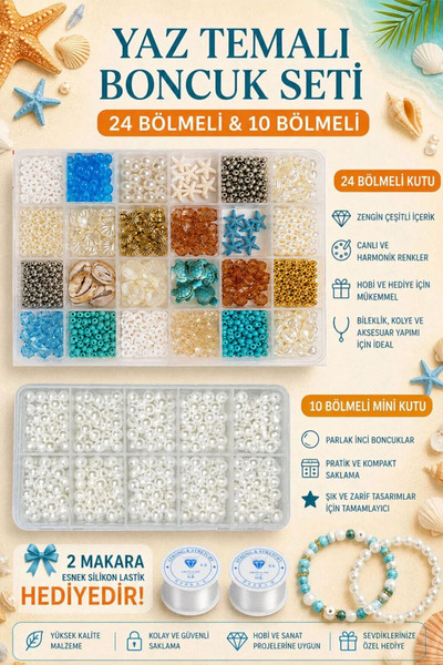 By MO Accessories Cutie de mărgele de perle cu tematică de vară și culori, se...