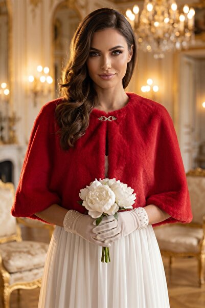 Elegance Scarf Premium Fur with Brooch Etol Bridal Bolero Wedding Dress Boler...
