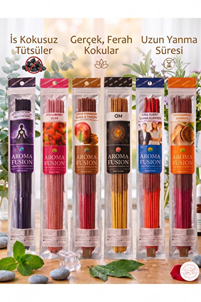 Great Fast Organik Doğal Çubuk Tütsü Seti | 90 Adet Çubuk Tütsü 6 Aroma 30 Cm...