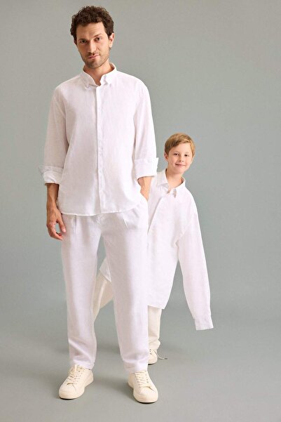 DeFacto Relax Fıt Duble Paça %100 Keten Pantolon C1826AX25SM