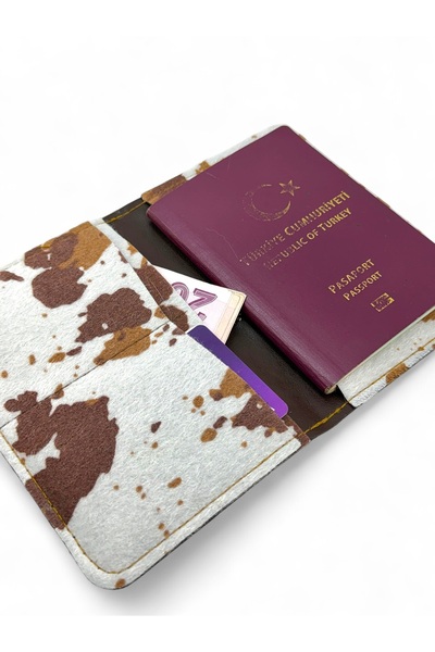 rawlab Cow Print Pasaport Kılıfı & Kartlık Unisex Seyehat Cüzdanı