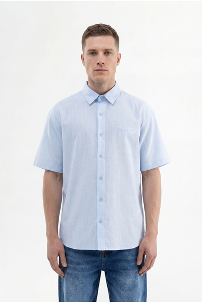 Machinist Muška pamučna košulja oversize boje plave (baby blue)
