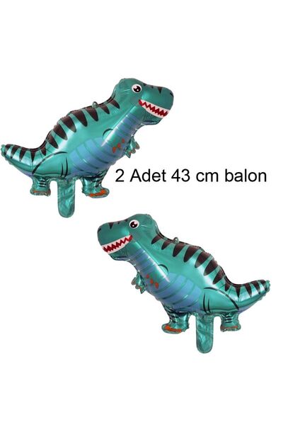 partidolu Tyrannosaurus Shape Şekilli Yeşil Renk Dinozor Folyo Balon 43 Cm 2 ...