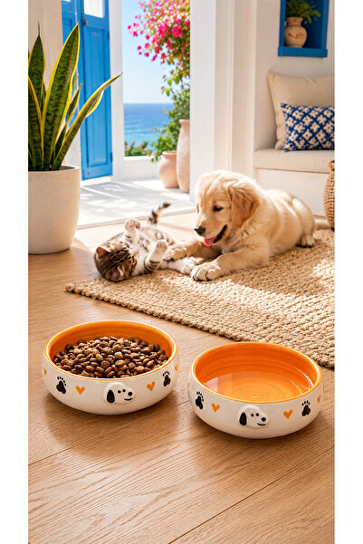 Pawicci Kedi & Köpek, Evcil Hayvan Mama ve Su Kabı-2'li Kabartma desenli Set,...