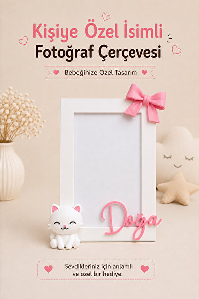 Liora3dStudio Kişiye Özel İsimli Çocuk Bebek Fotoğraf Çerçevesi 10x15 Dekorat...