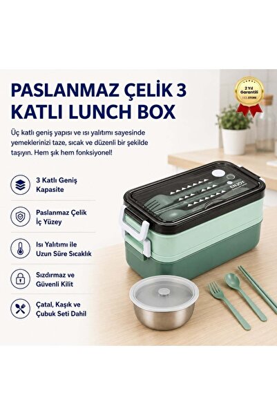 hızlı store صندوق غداء من الفولاذ المقاوم للصدأ باللون الأخضر مكون من معزول ح...