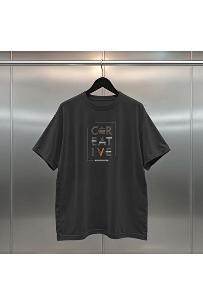 buzagi tasarım ürünleri Creative Digital Printing Oversize Unisex Black T-Shirt