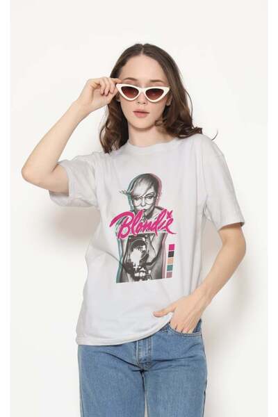 buzagi tasarım ürünleri Blondie Regular Fit Unisex White T-Shirt