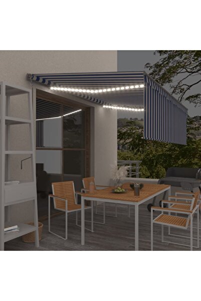 Concept Copertină automată stor&LED&senzor vânt albastru&alb 4,5x3 cm