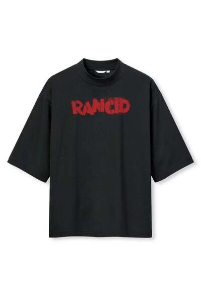 buzagi tasarım ürünleri Rancid Digital Print Oversize Black Unisex T-Shirt