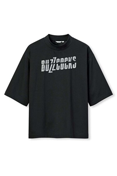 buzagi tasarım ürünleri Buzzcocks Digital Print Oversize Black Unisex T-Shirt